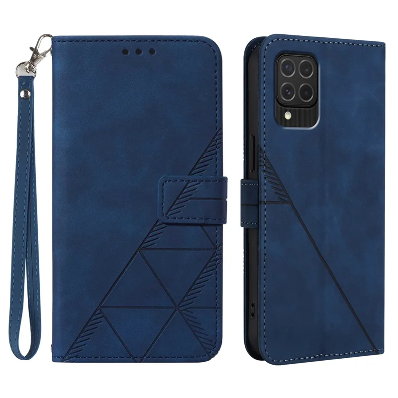 Yb-unterdruckreihe-1 Für Samsung Galaxy M62 / F62 Wallet Hülle Ledermagnetverschluss Telefonabdeckung - Saphir
