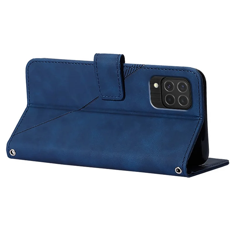 Yb-unterdruckreihe-1 Für Samsung Galaxy M62 / F62 Wallet Hülle Ledermagnetverschluss Telefonabdeckung - Saphir