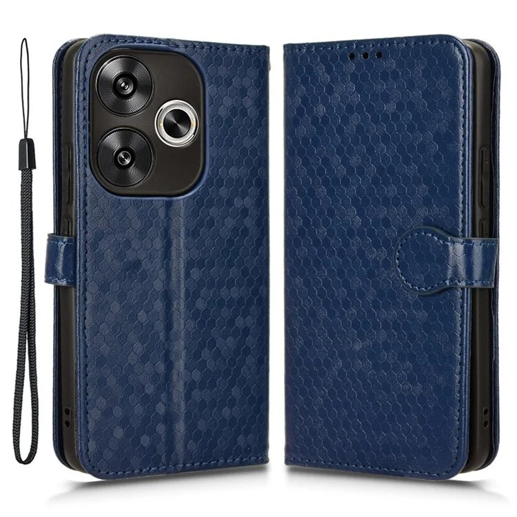 Pour Xiaomi Redmi Turbo 3 5G / Poco F6 5G Étui en cuir 3 fentes pour cartes Motif à points Housse de téléphone - Bleu foncé