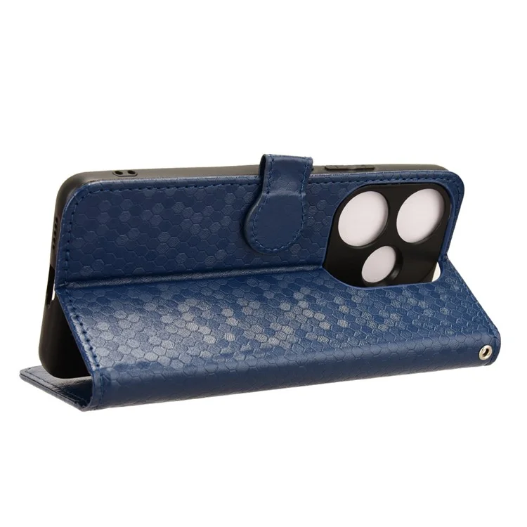 Pour Xiaomi Redmi Turbo 3 5G / Poco F6 5G Étui en cuir 3 fentes pour cartes Motif à points Housse de téléphone - Bleu foncé