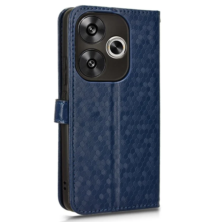 Pour Xiaomi Redmi Turbo 3 5G / Poco F6 5G Étui en cuir 3 fentes pour cartes Motif à points Housse de téléphone - Bleu foncé