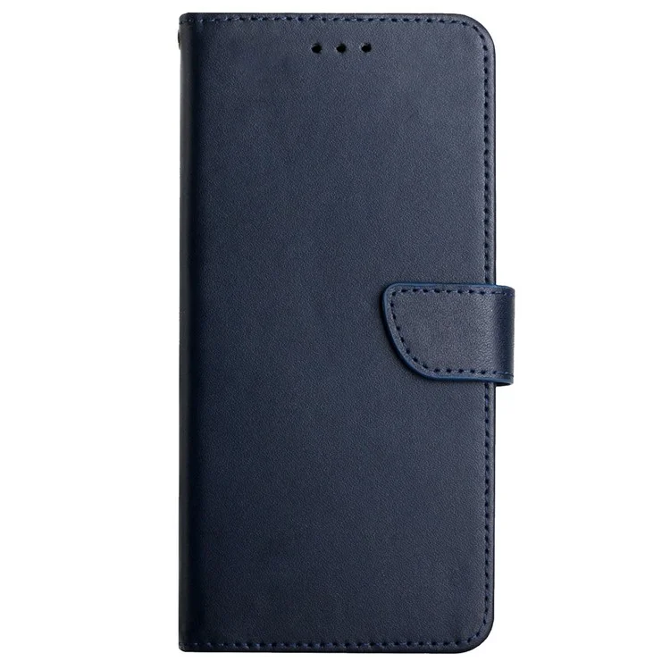 HT02 For Oppo A60 4G Case Nappa Textured Genuine Cow Leather+TPU Wallet Phone Cover - Blue