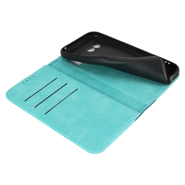 For Google Pixel 8a Case PU Leather Color Splicing Wallet Phone Cover - Light Blue+Dark Blue