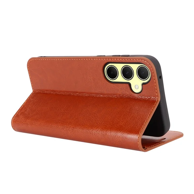 Per Samsung Galaxy A35 5G Cover Crazy Horse Texture Split Leather Stand Phone Cover - Light Brown