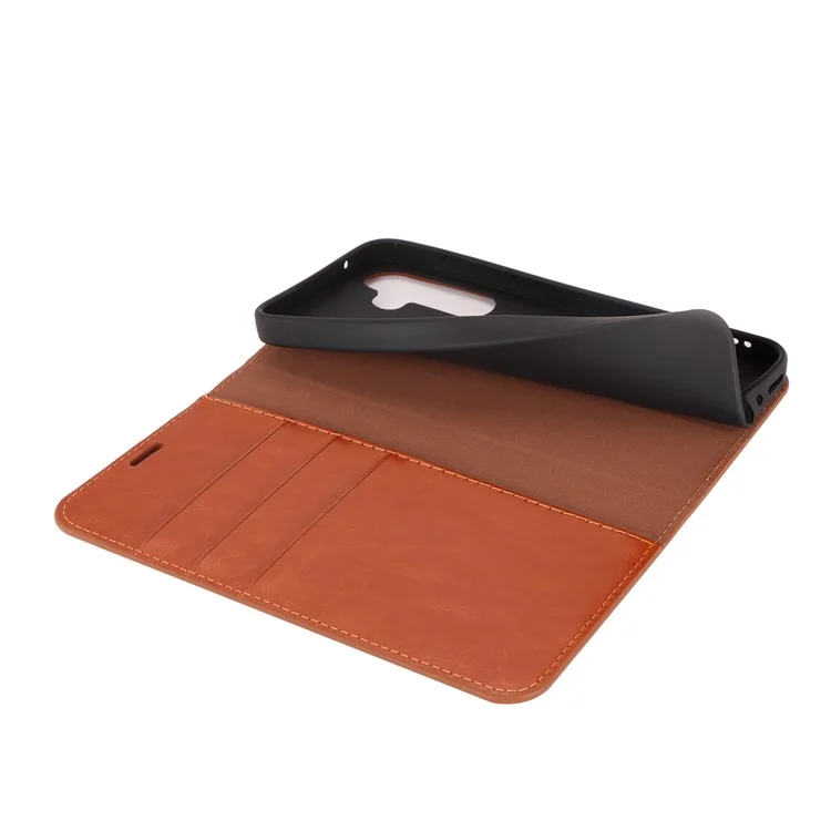 Per Samsung Galaxy A35 5G Cover Crazy Horse Texture Split Leather Stand Phone Cover - Light Brown