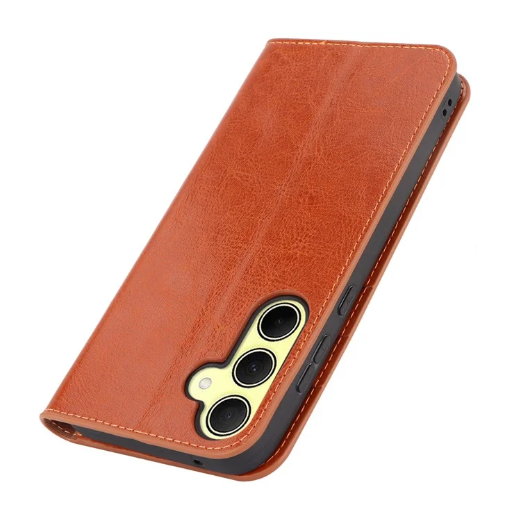 Per Samsung Galaxy A35 5G Cover Crazy Horse Texture Split Leather Stand Phone Cover - Light Brown