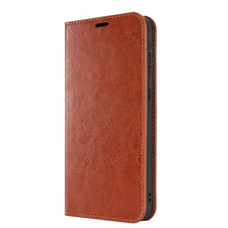 Per Samsung Galaxy A35 5G Cover Crazy Horse Texture Split Leather Stand Phone Cover - Light Brown