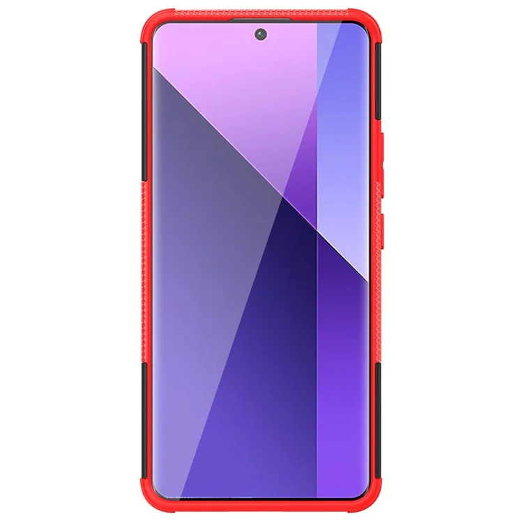 For Xiaomi Redmi Note 13 Pro+ 5G Case Tyre Pattern Design PC+TPU Phone Cover with Kickstand - Red