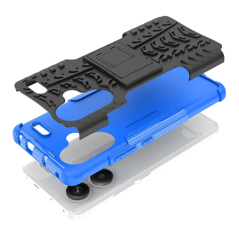 For Xiaomi Redmi Note 13 Pro+ 5G Case Tyre Pattern Design PC+TPU Phone Cover with Kickstand - Blue