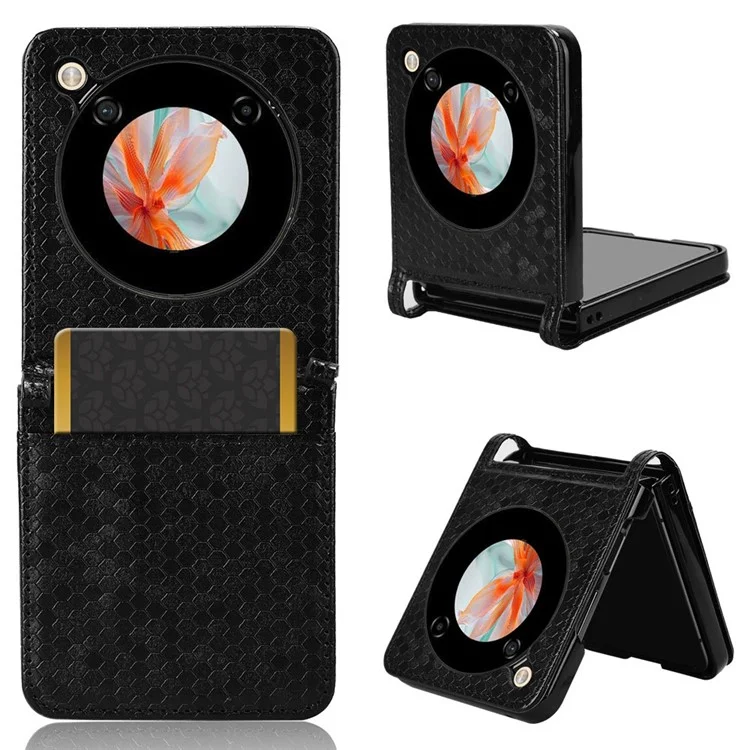 For ZTE Libero Flip Leather Case Dot Pattern Imprinted Phone Cover with Card Holder - Black