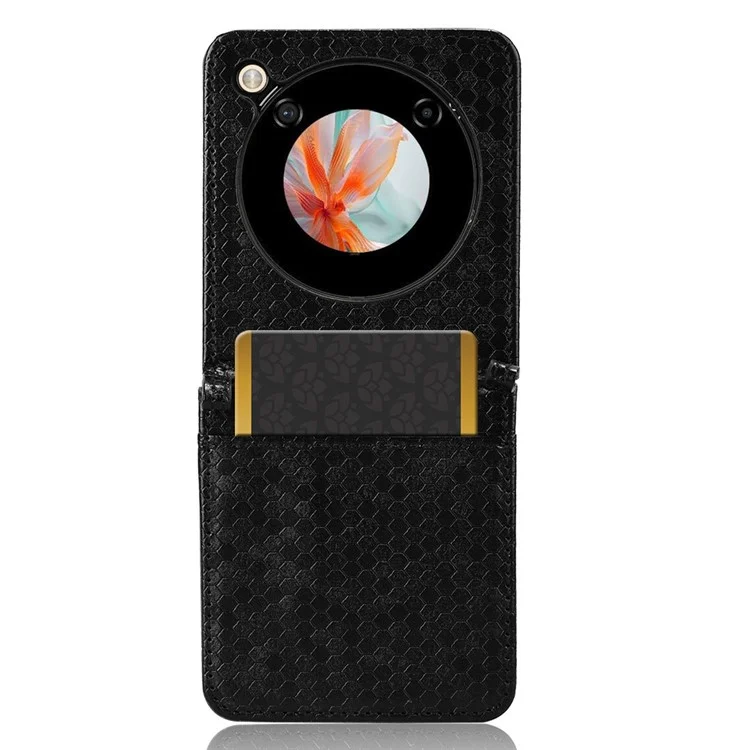For ZTE Libero Flip Leather Case Dot Pattern Imprinted Phone Cover with Card Holder - Black