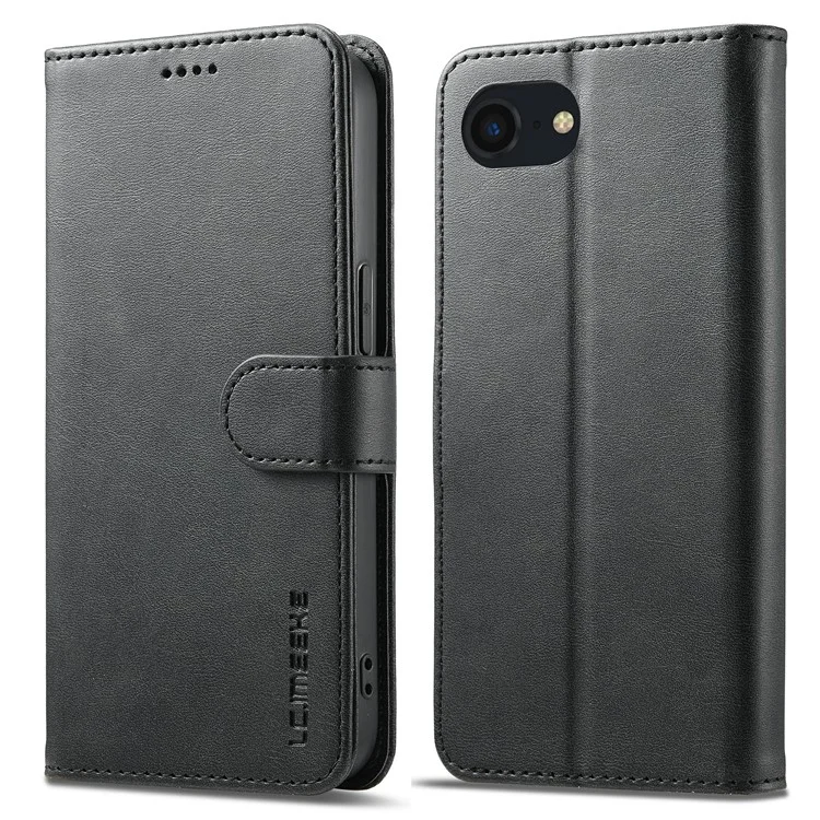 LC.IMEEKE Per iPhone SE (2024) Custodia Texture Vitello Chiusura Magnetica Stand Cover per Telefono - Nero