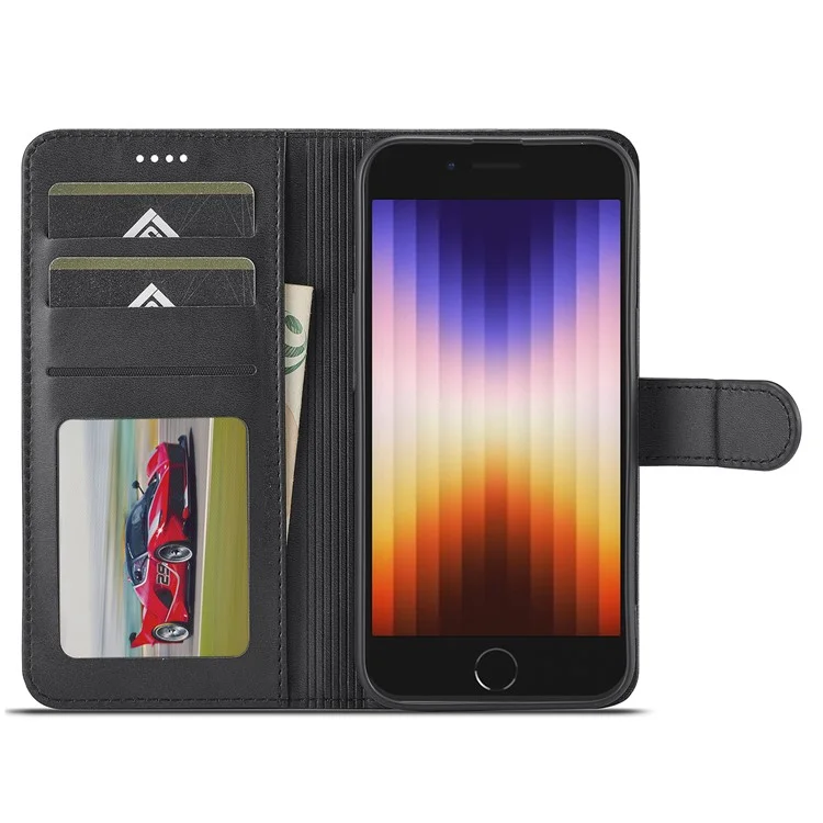 LC.IMEEKE Per iPhone SE (2024) Custodia Texture Vitello Chiusura Magnetica Stand Cover per Telefono - Nero