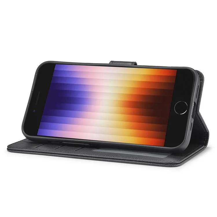 LC.IMEEKE Per iPhone SE (2024) Custodia Texture Vitello Chiusura Magnetica Stand Cover per Telefono - Nero