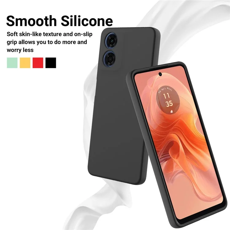 Para Motorola Moto G04s 4G / G04 4G Funda Líquido Silicona Anti-arañazos Carcasa Protectora con Correa para la Muñeca - Negro