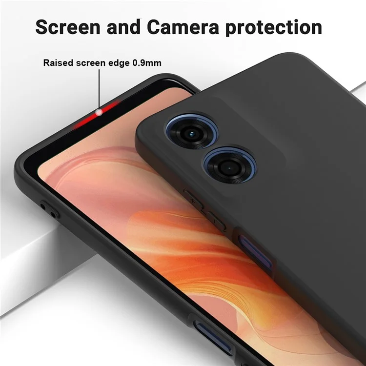 Para Motorola Moto G04s 4G / G04 4G Funda Líquido Silicona Anti-arañazos Carcasa Protectora con Correa para la Muñeca - Negro