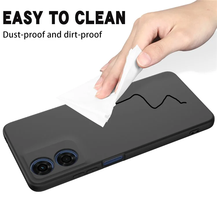 Para Motorola Moto G04s 4G / G04 4G Funda Líquido Silicona Anti-arañazos Carcasa Protectora con Correa para la Muñeca - Negro