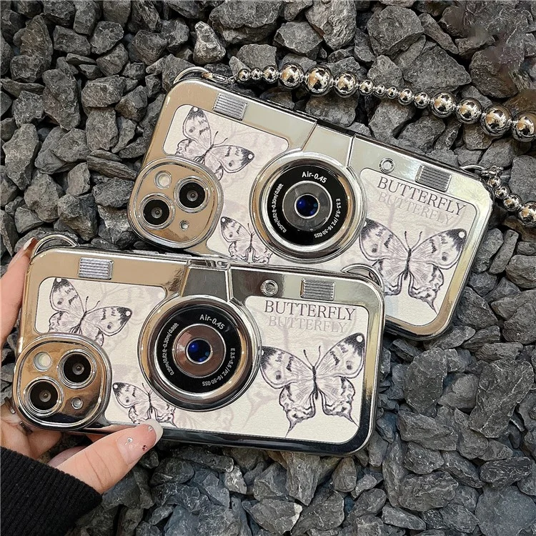 For iPhone 14 Plus Wholesale Phone Cases Electroplating TPU Phone Cover with Chain