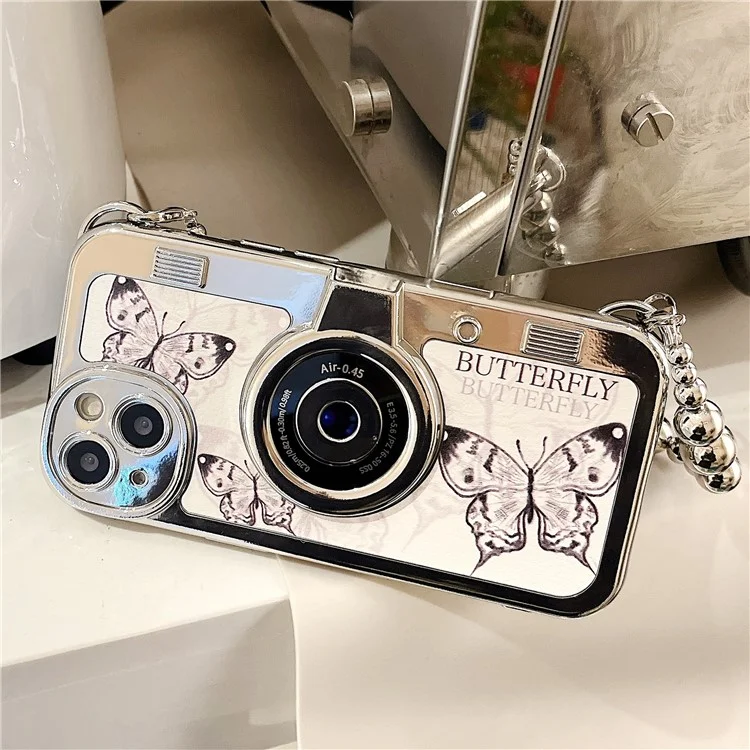 Wholesale Phone Cases for iPhone 13 Electroplating Camera Shaped TPU Phone Cover with Chain