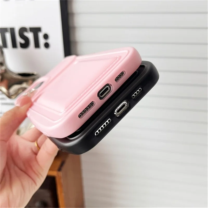 For iPhone 14 Pro Max Case Card Holder Drop-proof TPU Cover Mobile Accessories   - Black