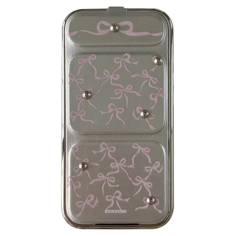 Für iPhone 15 Pro Max Case Schleifenmuster Leder+TPU Ständer Handyhülle Linsenschutz