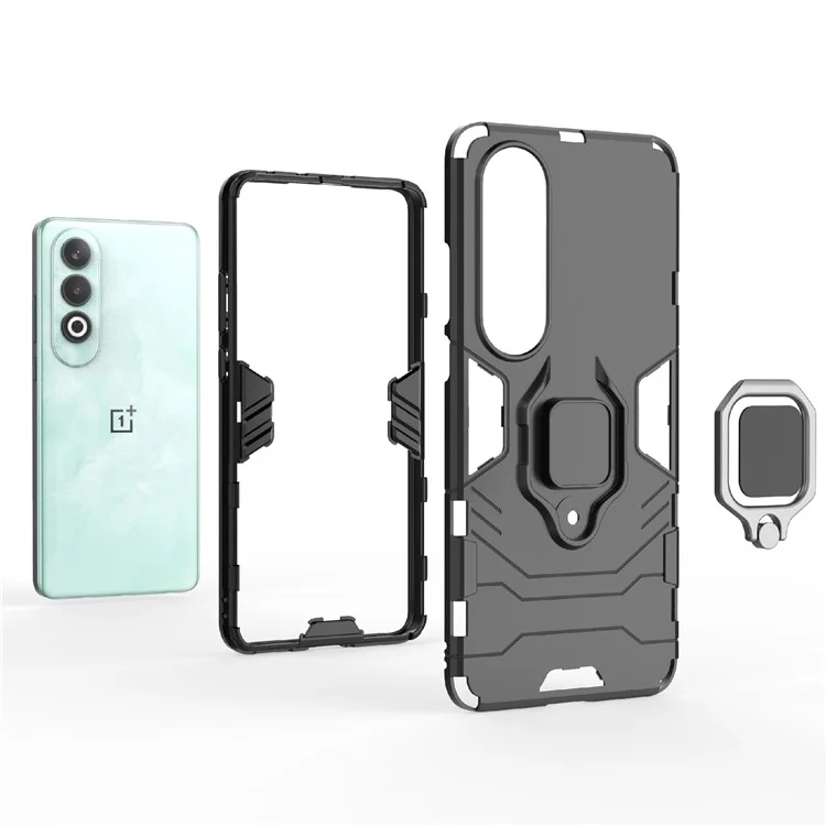 Pour OnePlus Nord CE4 5G Étui Anti-chute PC+TPU Support de support Coque de téléphone portable Accessoire en gros - Noir