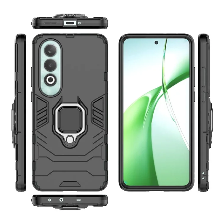 Pour OnePlus Nord CE4 5G Étui Anti-chute PC+TPU Support de support Coque de téléphone portable Accessoire en gros - Noir