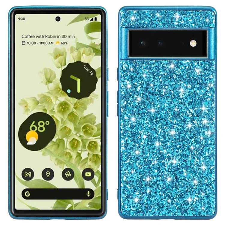 Coque arrière pour Google Pixel 8a Étui TPU + PC Sequins Bling Accessoire de téléphone portable en gros - Bleu
