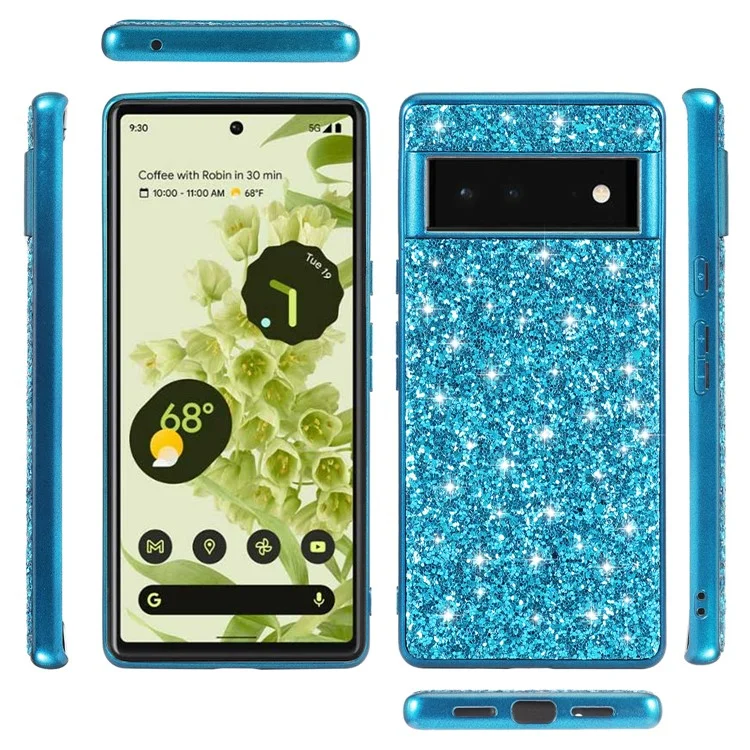 Coque arrière pour Google Pixel 8a Étui TPU + PC Sequins Bling Accessoire de téléphone portable en gros - Bleu