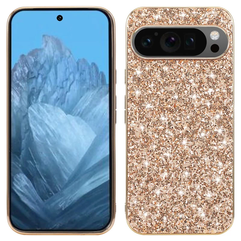 For Google Pixel 9 / Pixel 9 Pro Case Sequins Bling TPU+PC Cover Cell Phone Accessory   - Gold