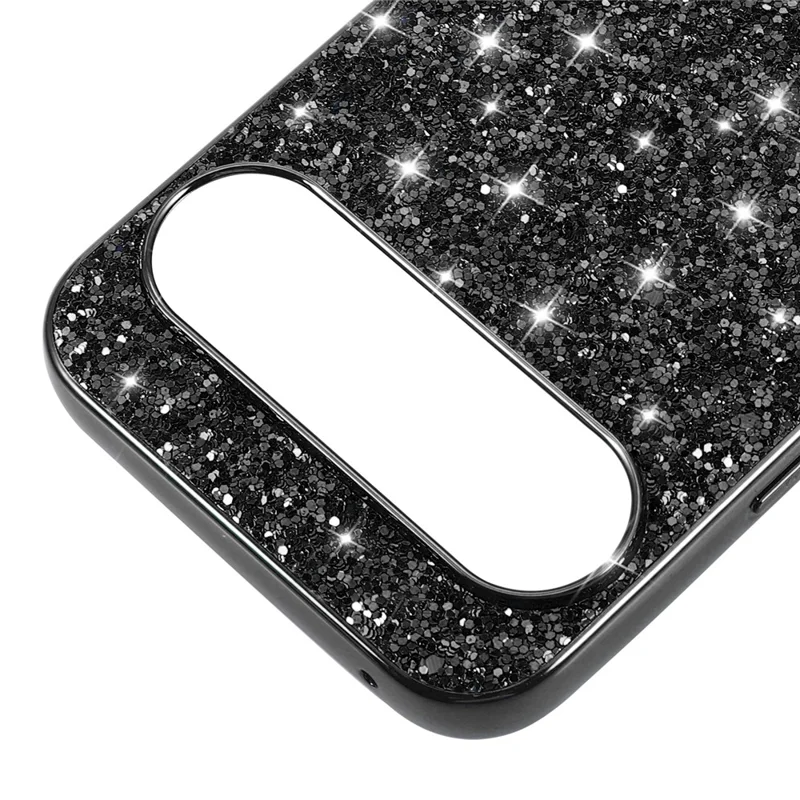 For Google Pixel 9 Pro XL Case Støddæmpende TPU+PC Pailletter Bling Telefon Bagdæksel - Rosenød