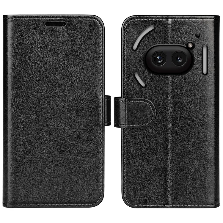 For Nothing Phone (2a) Plus / Phone (2a) Case Crazy Horse Texture PU Leather+TPU Flip Phone Cover - Black