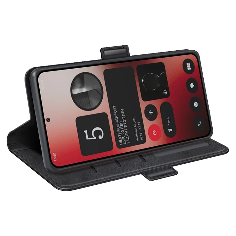 For Nothing Phone (2a) Plus / Phone (2a) Case Leather Adjustable Stand Smart Phone Cover with Dual Magnetic Clasp - Black
