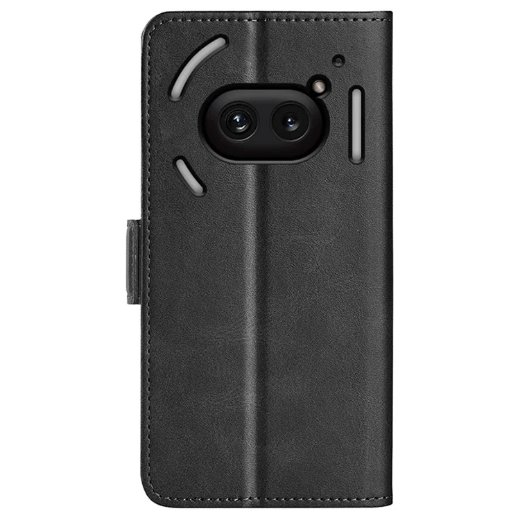 For Nothing Phone (2a) Plus / Phone (2a) Case Leather Adjustable Stand Smart Phone Cover with Dual Magnetic Clasp - Black