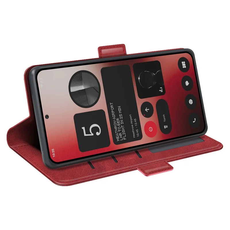 For Nothing Phone (2a) Plus / Phone (2a) Case Leather Adjustable Stand Smart Phone Cover with Dual Magnetic Clasp - Red