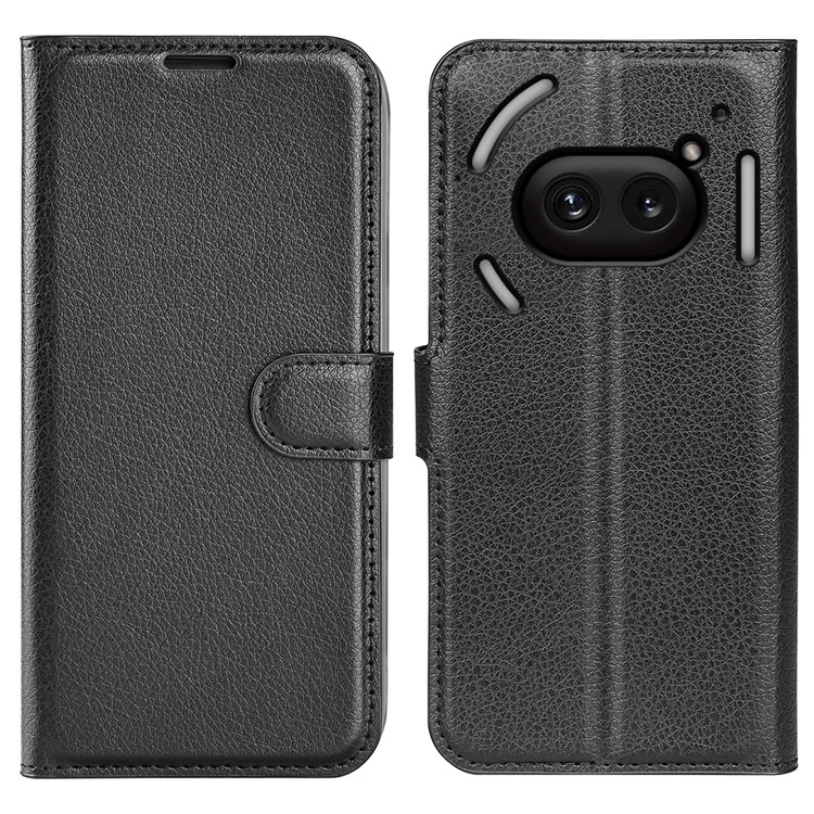 Pour Nothing Phone (2a) Plus / Phone (2a) Étui Texture Litchi Cuir Folio Support Porte-Cartes Housse de Téléphone - Noir