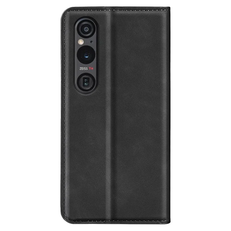 For Sony Xperia 1 VI Case Skin Touch PU Leather Drop Protection Phone Cover - Black