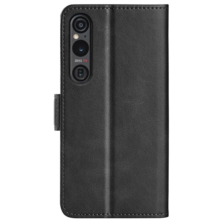 Для Sony Xperia 1 VI Чехол Кошелек Флип Folio Кожаный Чехол для Сотового Телефона с Двойным Магнитным Замком - Черный