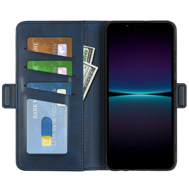 For Sony Xperia 1 VI Case Wallet Flip Folio Leather Cell Phone Cover Dual Magnetic Clasp - Blue