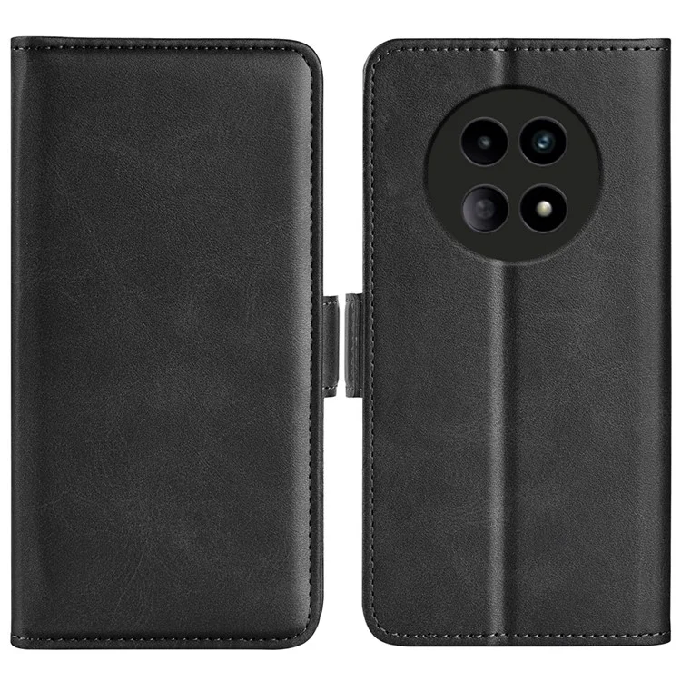 For Realme 12 5G Case Wallet Flip Folio Leather Cell Phone Cover Dual Magnetic Clasp - Black