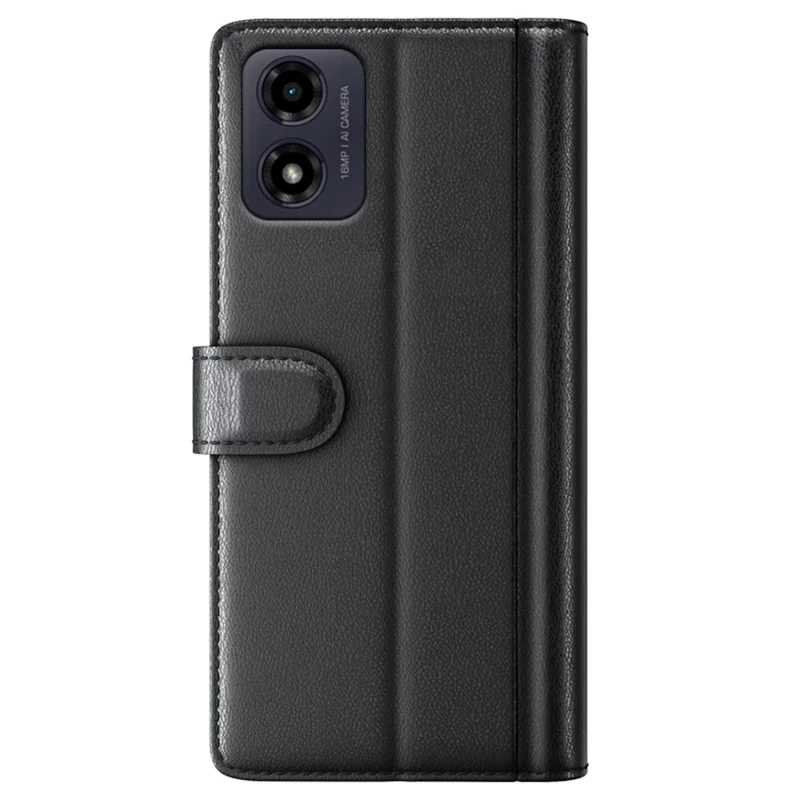 For Motorola Moto E14 4G / G04 4G / G04s 4G / G24 4G Case Genuine Split Leather Phone Cover with Wallet Stand - Black