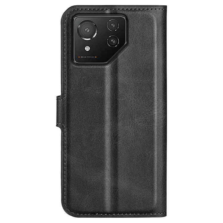 Para Asus ROG Phone 8 Pro 5G / Phone 8 5G Capa de Couro com Textura de Bezerro à Prova de Impacto com Suporte - Preto