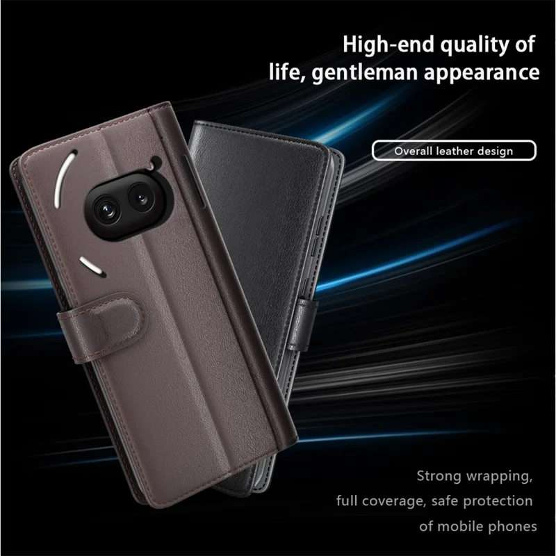 Para Nothing Phone (2a) Plus / Phone (2a) Case Carteira Suporte de Cartão Couro Dividido Genuíno Capa de Telefone Móvel - Marrom