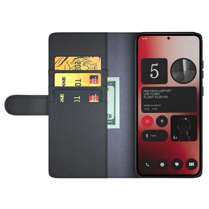 For Nothing Phone (2a) Plus / Phone (2a) Case Genuine Split Leather Phone Cover with Wallet Stand - Black
