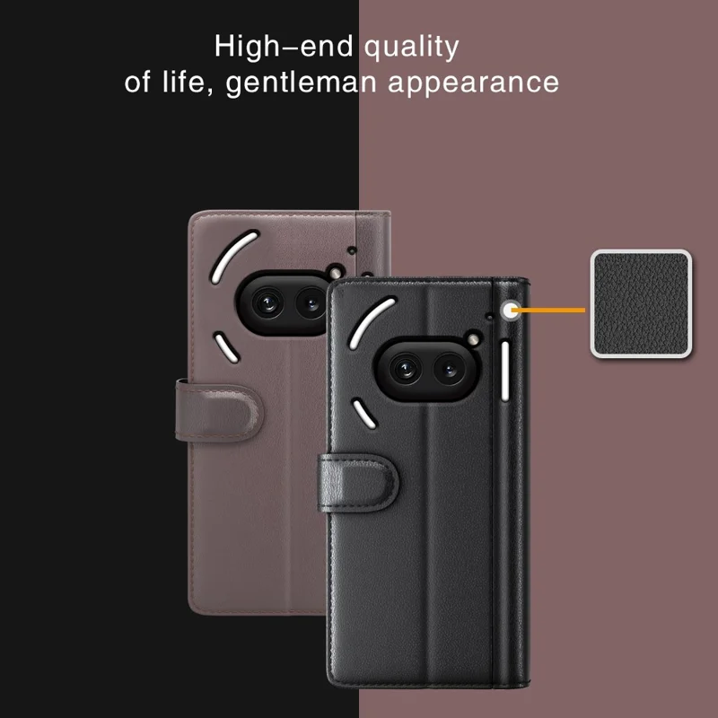 For Nothing Phone (2a) Plus / Phone (2a) Case Genuine Split Leather Phone Cover with Wallet Stand - Black