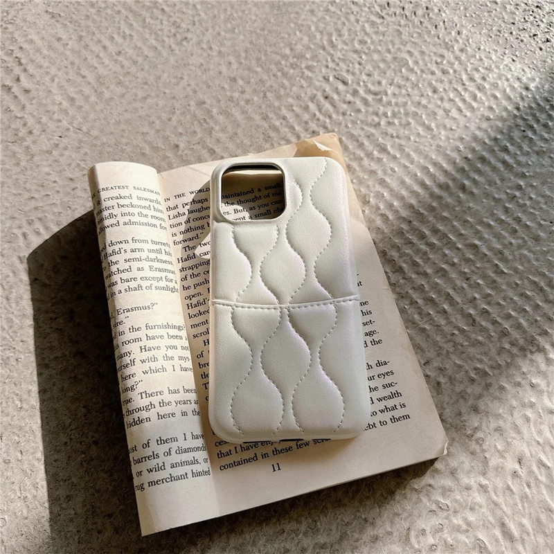 Für iPhone 13 Pro Phone Case Kartenfach PU-Leder beschichtet TPU Sturzsichere Abdeckung - Weiß