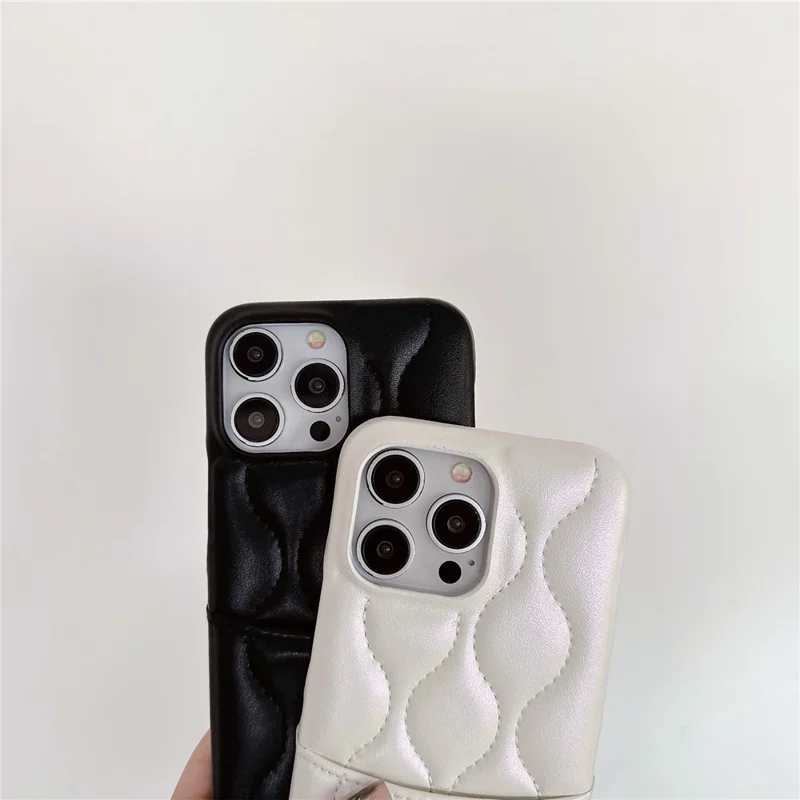 Für iPhone 13 Pro Phone Case Kartenfach PU-Leder beschichtet TPU Sturzsichere Abdeckung - Weiß