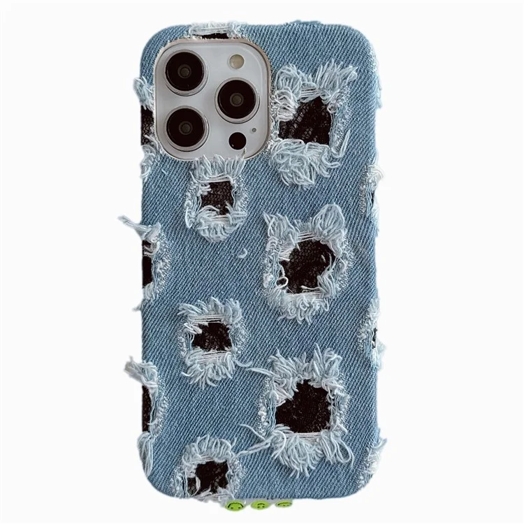 Für iPhone 13 Pro Großhandel Handyhülle Denim Cloth+PC Handyhülle mit schwarzem Mesh-Loch