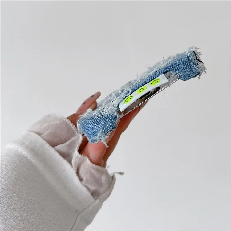 Für iPhone 13 Pro Großhandel Handyhülle Denim Cloth+PC Handyhülle mit schwarzem Mesh-Loch