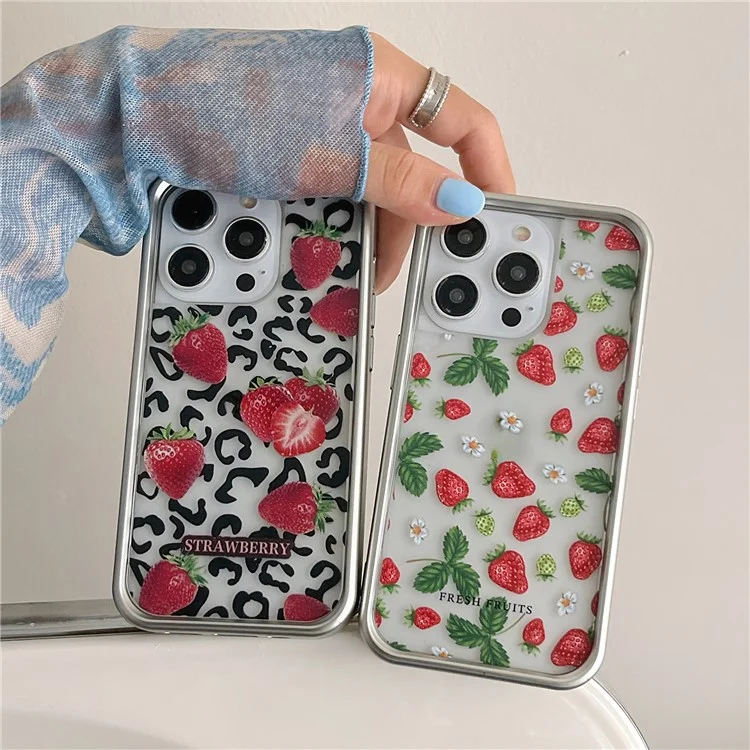 For iPhone 13 Pro Electroplating Case TPU Phone Protective Cover Fruit Pattern Design - Style A